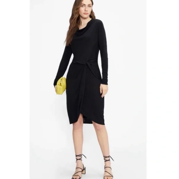 TED BAKER NEYDA STRETCHY COTTON BLACK MIDI DRESS SZ 6 US OR TED SZ 2 - Picture 2 of 6